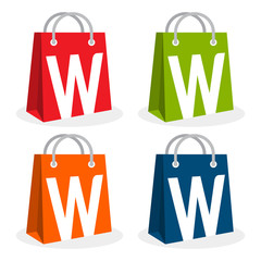 Logo icon for shopping business. Illustrated in bag icon with the initial combination of letter W