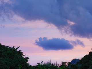 cloudy blue sky and mountain