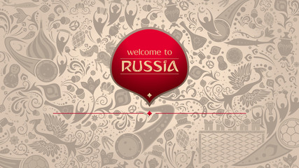 Welcome to Russia, horizontal banner, vector template