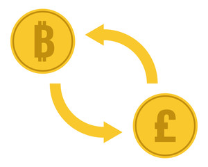 bitcoin to pound exchange, vector illustration