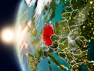 Germany during sunset on Earth