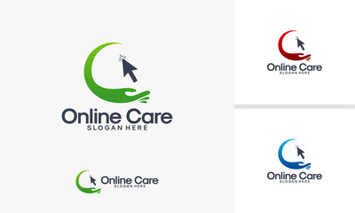 Online Care logo designs vector, Simple Care Logo template