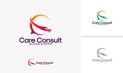 Care Consult logo designs vector, Care Talk logo template
