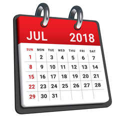 July 2018 calendar vector illustration