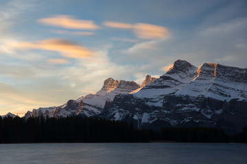 Sunrise amongst the mountains in Banff National Park, Canada