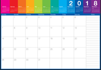 October 2018 planner calendar vector illustration