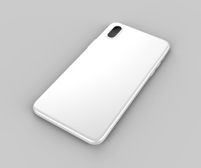 Blank white smart phone mobile back cover or case for design template mock up design. 3d illustration