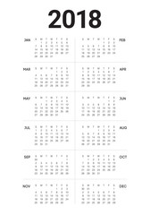 Year 2018 calendar vector design template