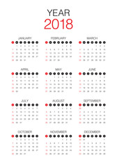 Year 2018 calendar vector design template