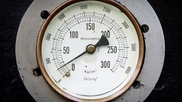 Old Pressure Gauge. Close Up.