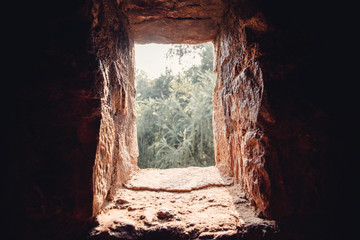 View from the window of a stone building