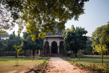Indian temple. Lodi garden in Delhi