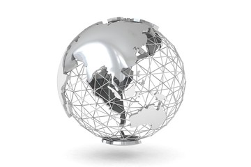 metal globe 3d redering