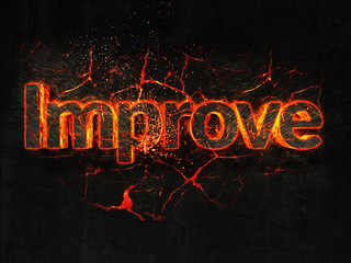 Improve Fire text flame burning hot lava explosion background.