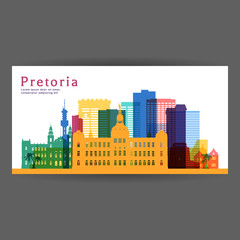 Pretoria colorful architecture vector illustration, skyline city silhouette, skyscraper, flat design.