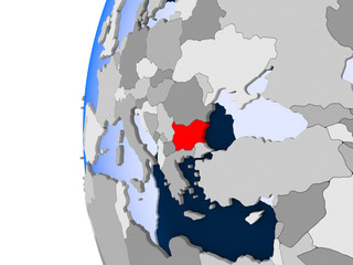 Map of Bulgaria on political globe