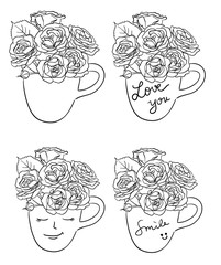 Roses line art 02. Good use for symbol, logo, web icon, mascot, sign, coloring, or any design you want.