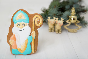 Traditionally baked for the holiday Saint Nicholas in the European countries before Christmas. Cookie St. Nicholas, gingerbread man.