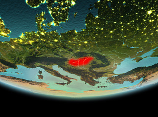Hungary at night on Earth