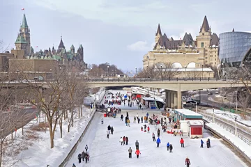 Tuinposter Rideau Canal skating rink in winter, Ottawa, Canada © vlad_g