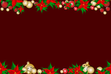 Horizontal seamless pattern with Christmas star flowers and decorations. Vector illustration EPS10