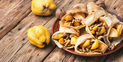 appetizing fruit pancakes