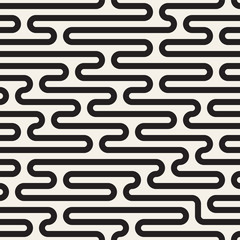 Vector seamless pattern with geometric spots. Monochrome random line streaks. Contrast repeating background design