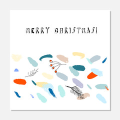 Merry Christmas Unusual Trendy Cards collection. Creative hand drawn textures. Contemporary art. Cute design for greeting card, invitations, covers, posters, headers, banners, postcards