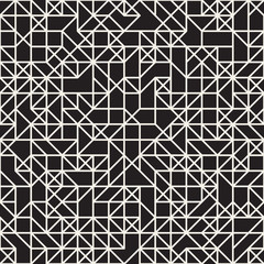 Irregular Tangled Lines. Abstract Geometric Background Design. Vector Seamless Black and White Chaotic Pattern...