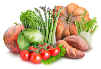 Vegetables isolated on white background