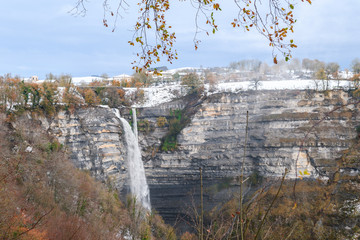 beautiful gujuli waterfall at basque country 