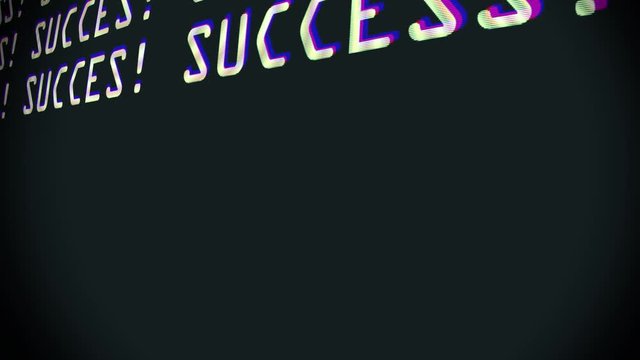 many success words text typing writing on old computer lcd led tube tv screen display background blinking animation New quality universal vintage motion dynamic animated retro colorful joyful video