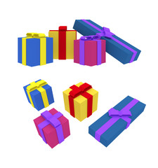 Colorful Presents on white background- 3D render