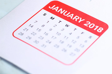Close up of January 2018.