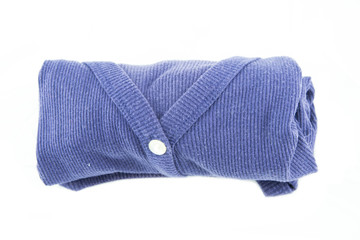 roll up of blue shirt isolated on white background.