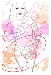 Wandcirkels plexiglas mooie vrouw die lingerie draagt © Isaxar