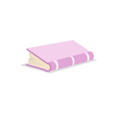 Cartoon trendy design pink closed book. Library. education and school symbol. Vector illustration.