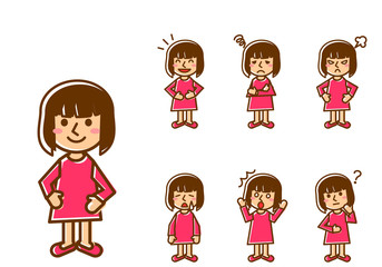 女の子　表情　全身　セット