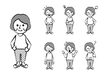 おばあさん　表情　全身　セット