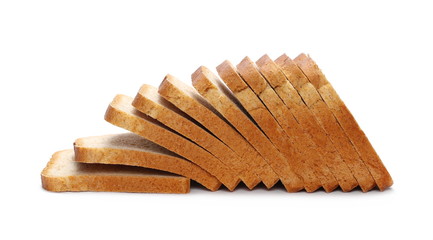 Integral whole wheat toast bread slices isolated on white background