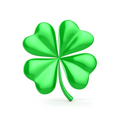 Four leaf clover on a white background. 3D illustration