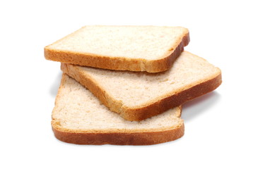 Fototapeta na wymiar Integral whole wheat toast bread slices isolated on white background