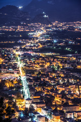 View of the beautiful Lake Garda .Riva del Garda town and Garda lake by night, Italy