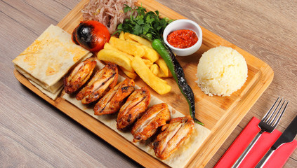 Grilled Chicken Wings on the Wood Plate