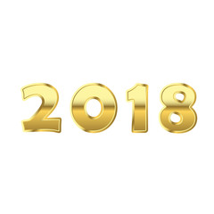 Happy New Year golden numbers. Gold numbers 2018 on white background. Christmas and New Year design. Symbol of holiday, celebration. Luxury golden texture. Vector illustration