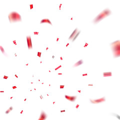 Red confetti explosion celebration isolated on white background. Falling confetti. Abstract decoration party, birthday celebrate or Christmas, New Year confetti decor Vector illustration