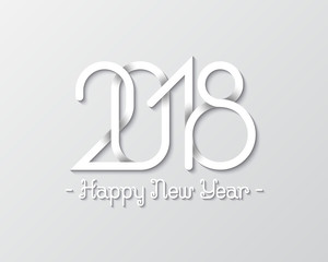 Plexus of numbers 2018 with Happy New Year text for greeting card design.