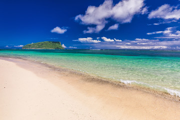 Vibrant tropical Lalomanu beach on Samoa Island