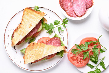Breakfast with sandwiches