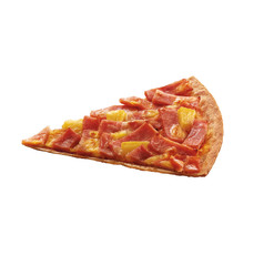 Delicious thin flame grilled ham and pineapple pizza with mozzarella